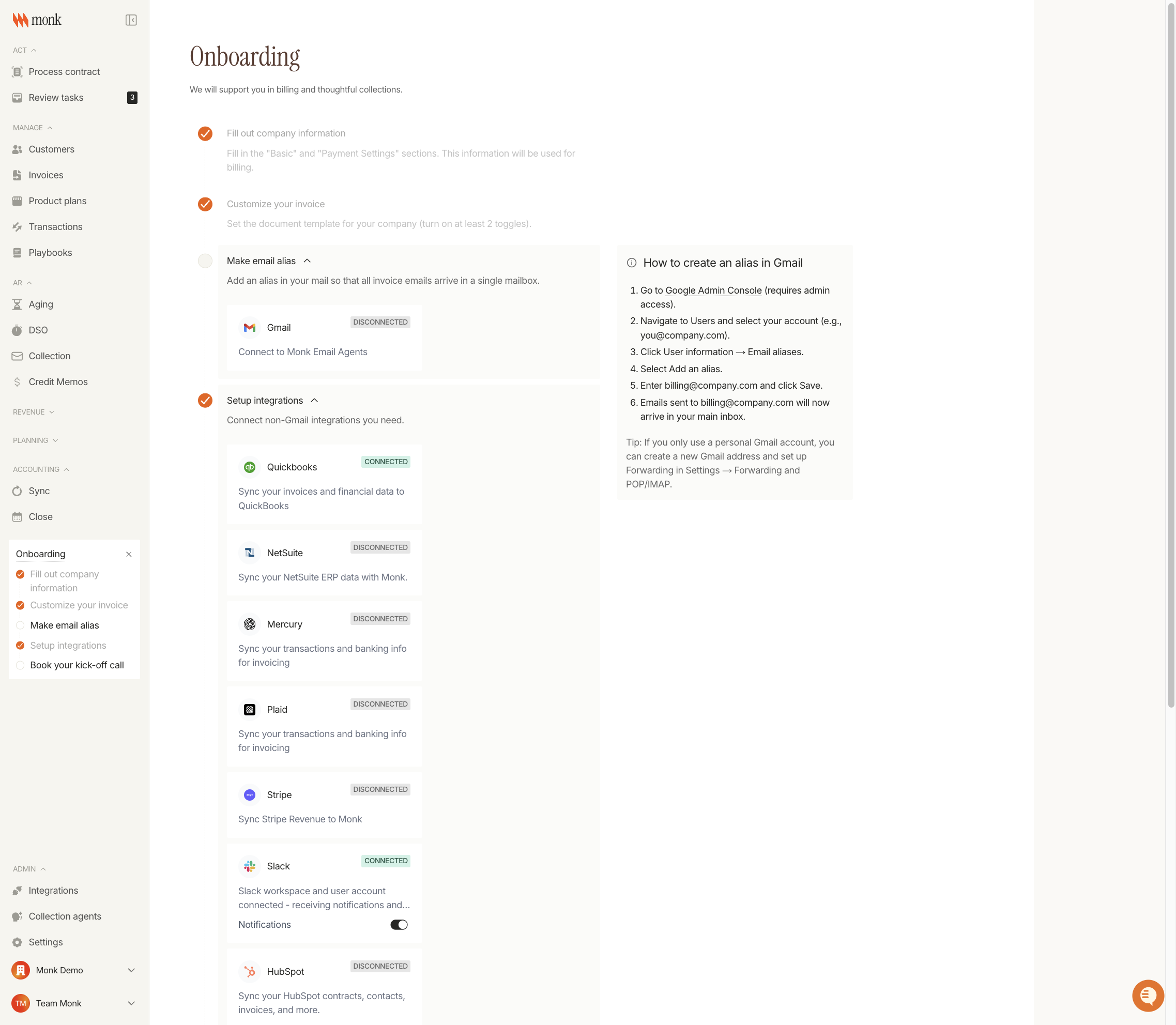 Onboarding page