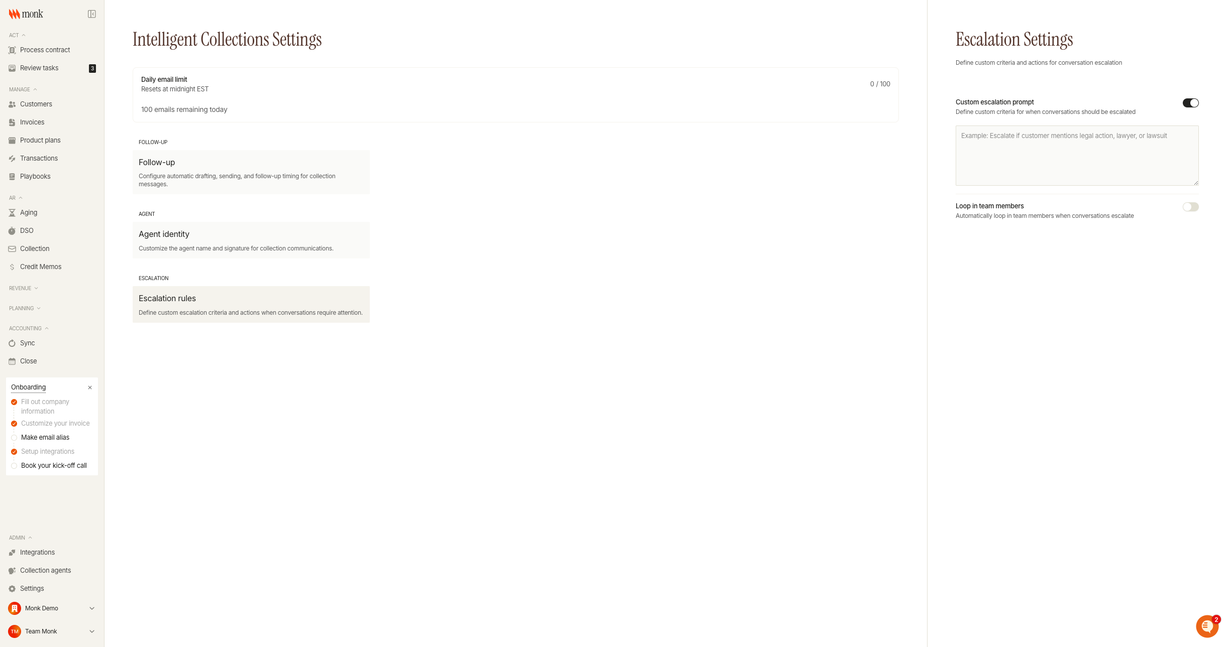 Custom escalation prompt enabled