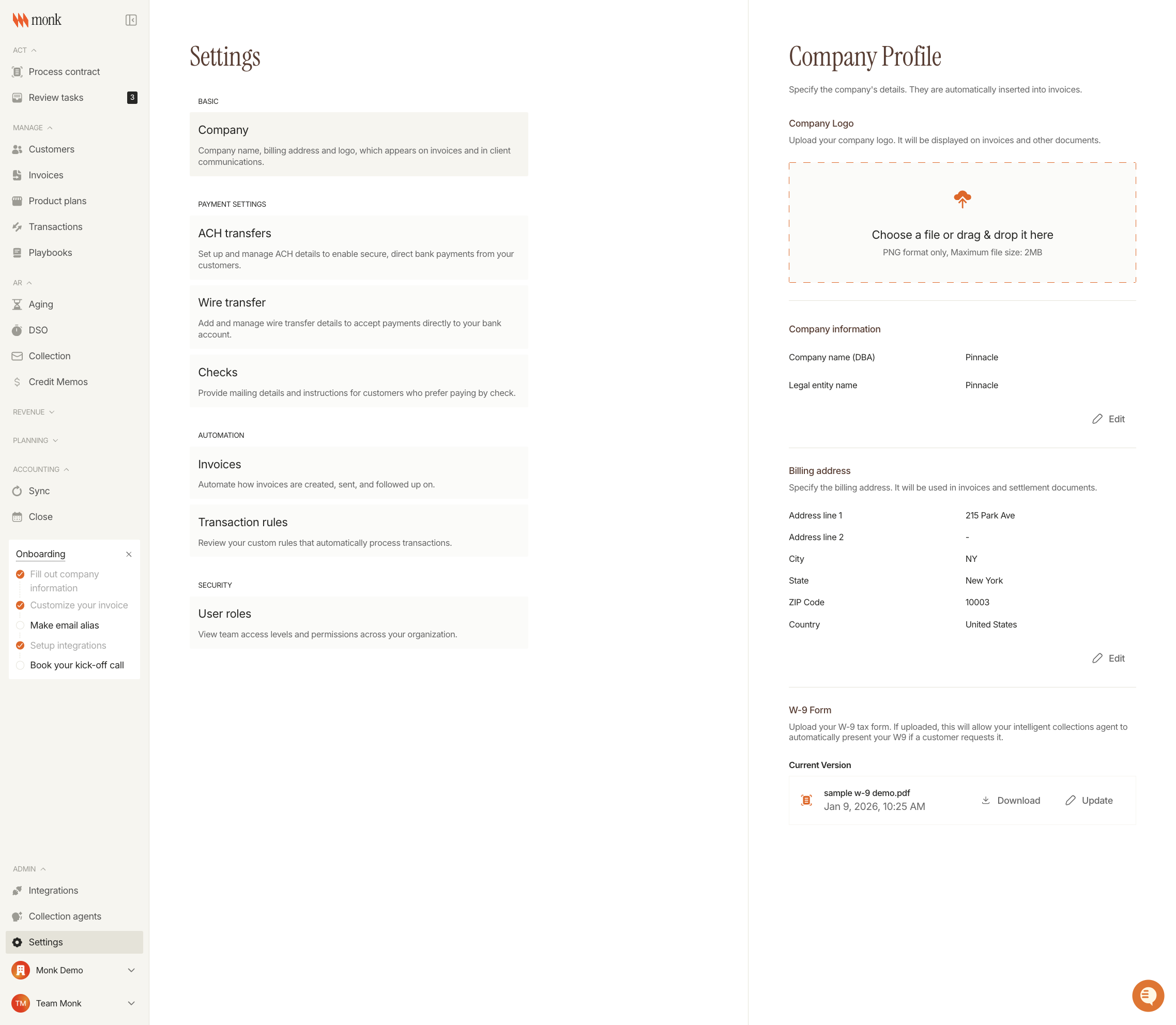 Company Profile Settings