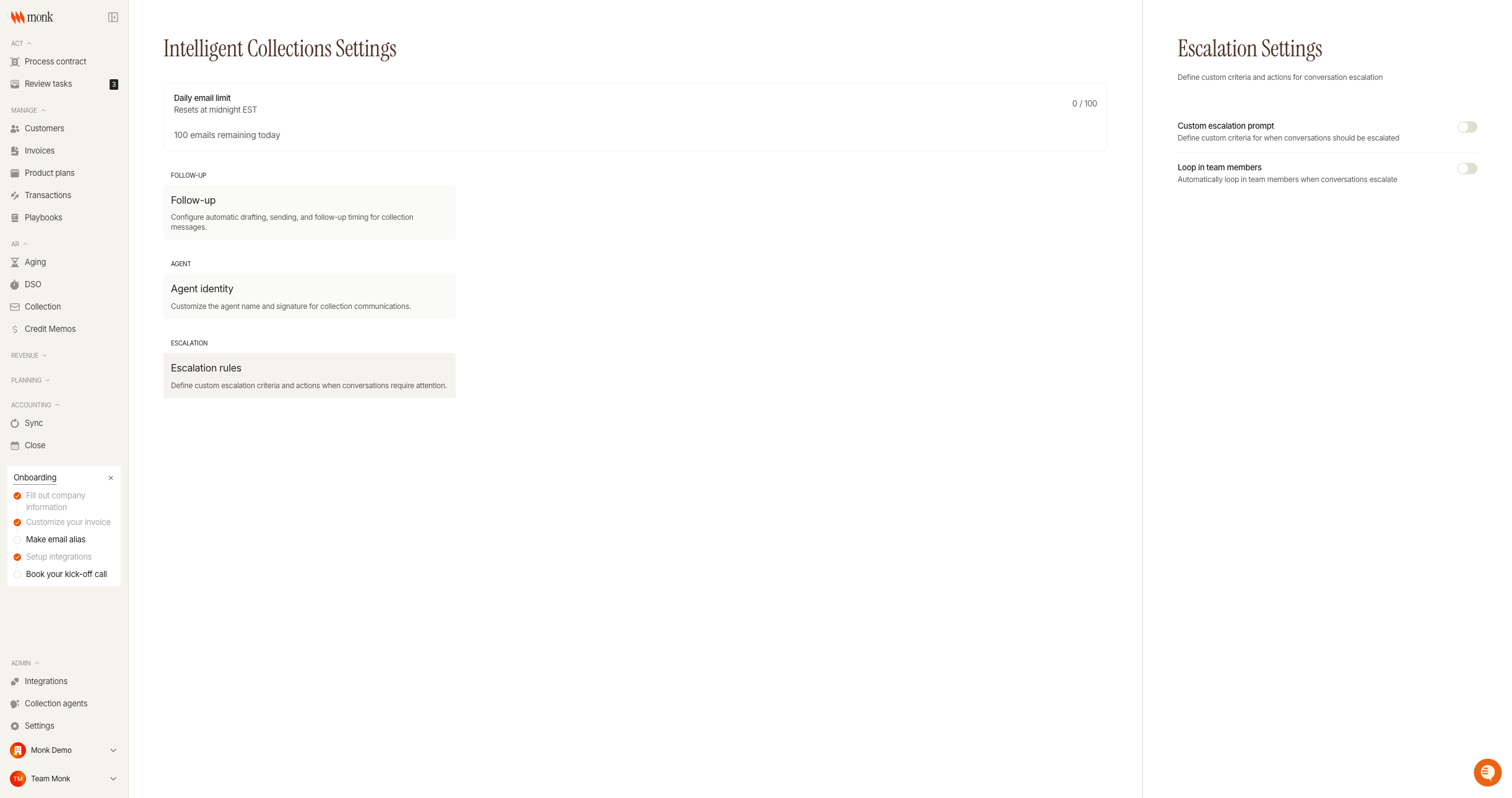 Escalation settings overview
