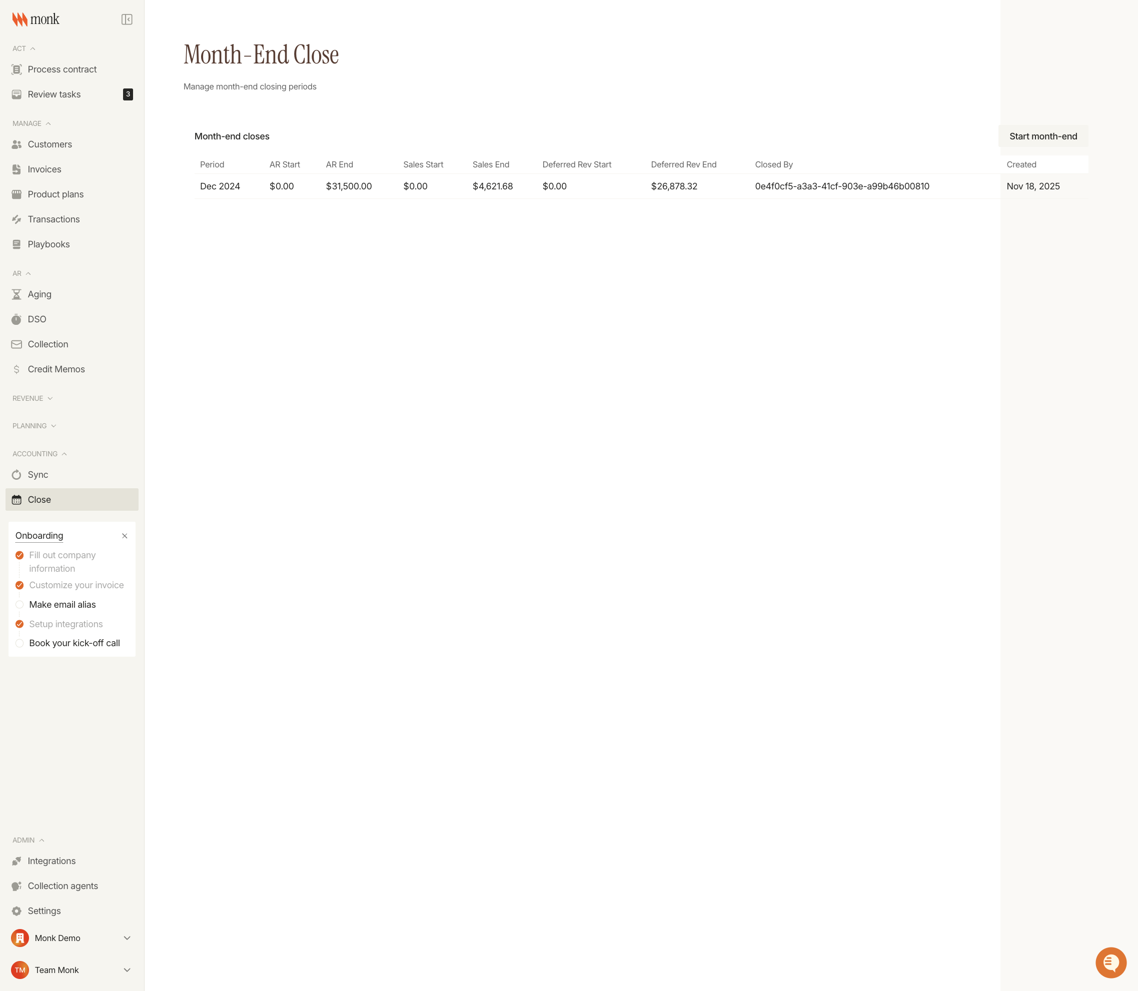 Month-End Close List