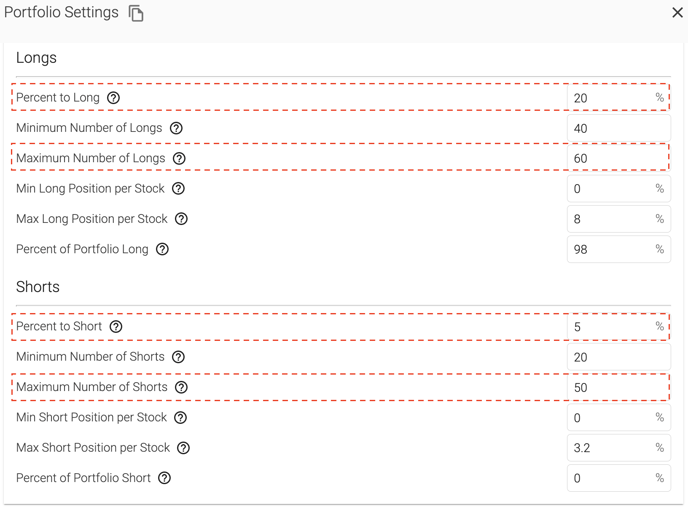 Securities settings