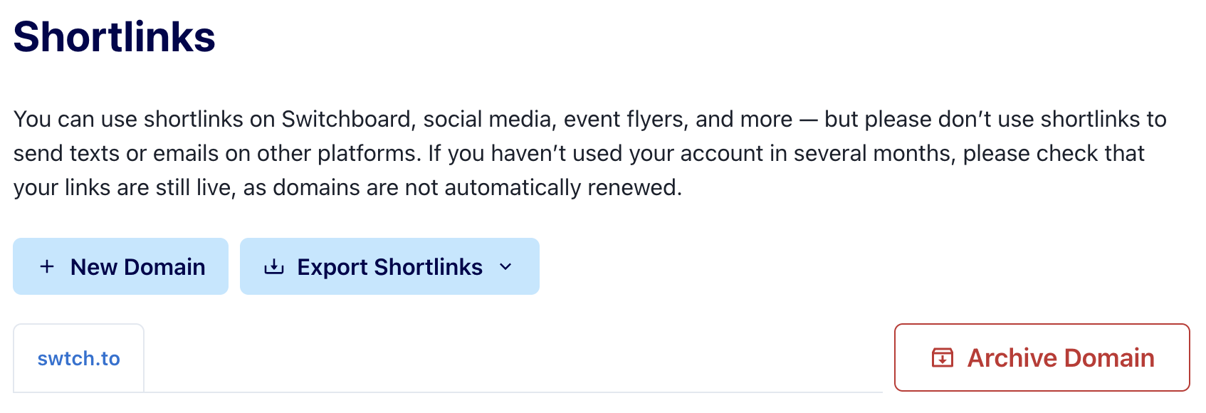 Shortlinks page