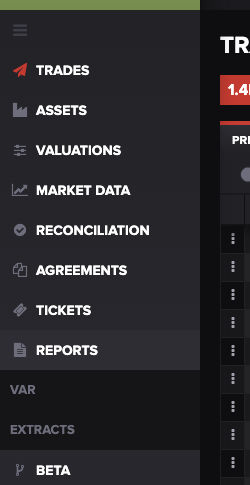 Your custom reports live under Reports in the left navigation — open it to find your reports list and copy the exact report name to send support. Alt text: The Molecule left navigation with the Reports section highlighted.