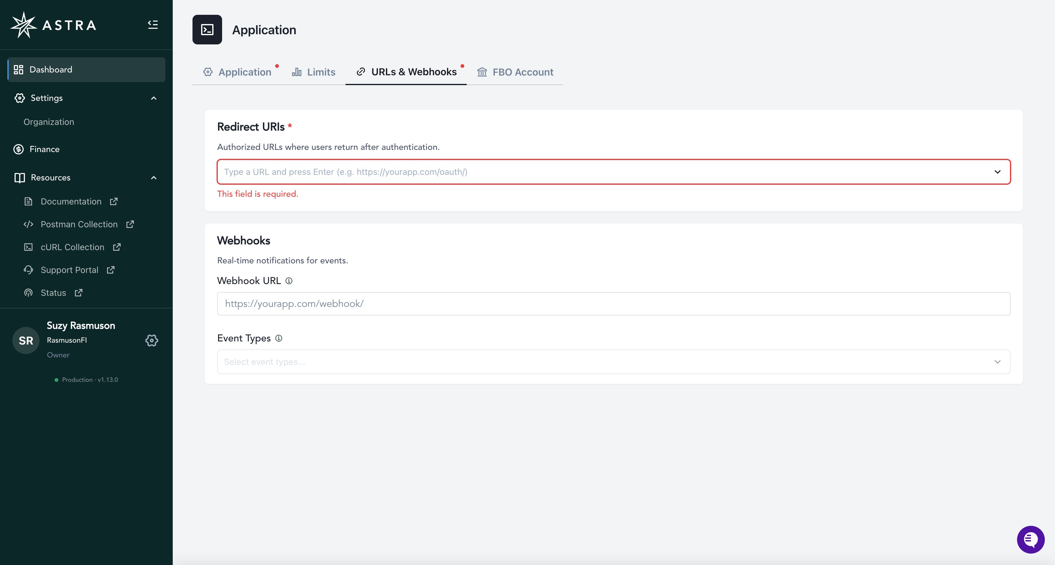Astra Application URL and Webhook Settings.png Astra Application URL and Webhook Settings.png