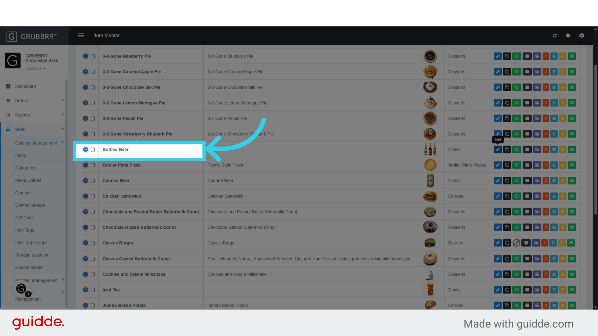 Scroll or search to find the item you wish to update
