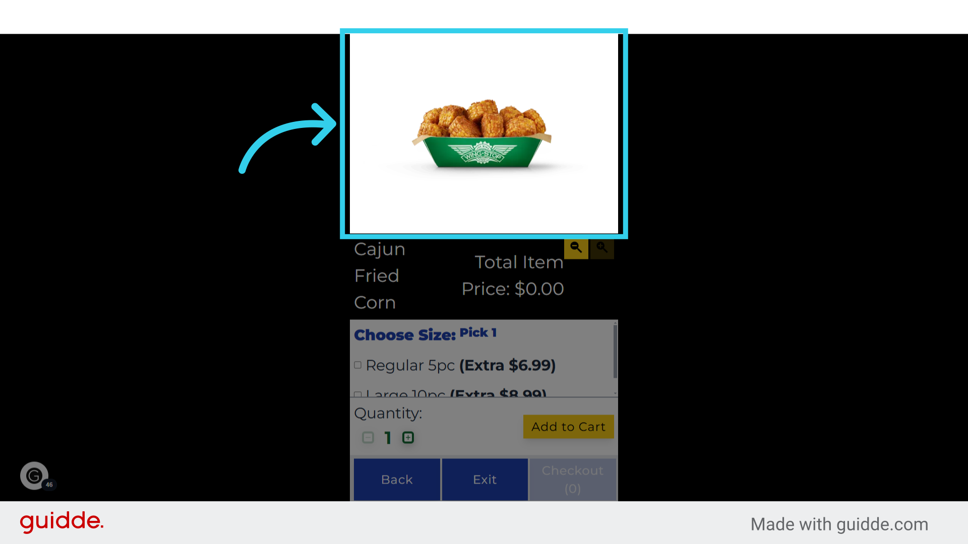 The Item Image will show at the top of the screen