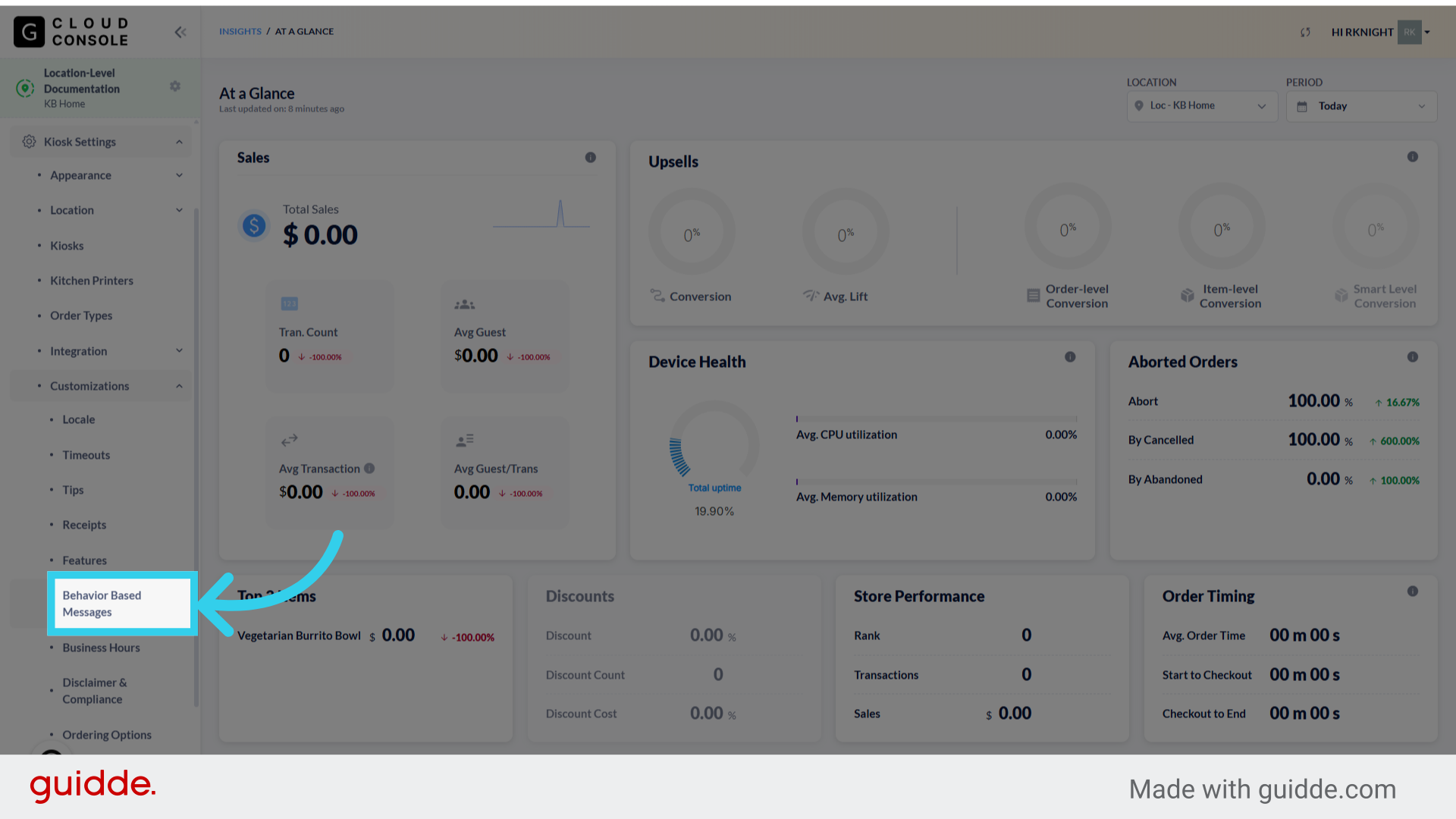 Click 'Behavior Based Messages'