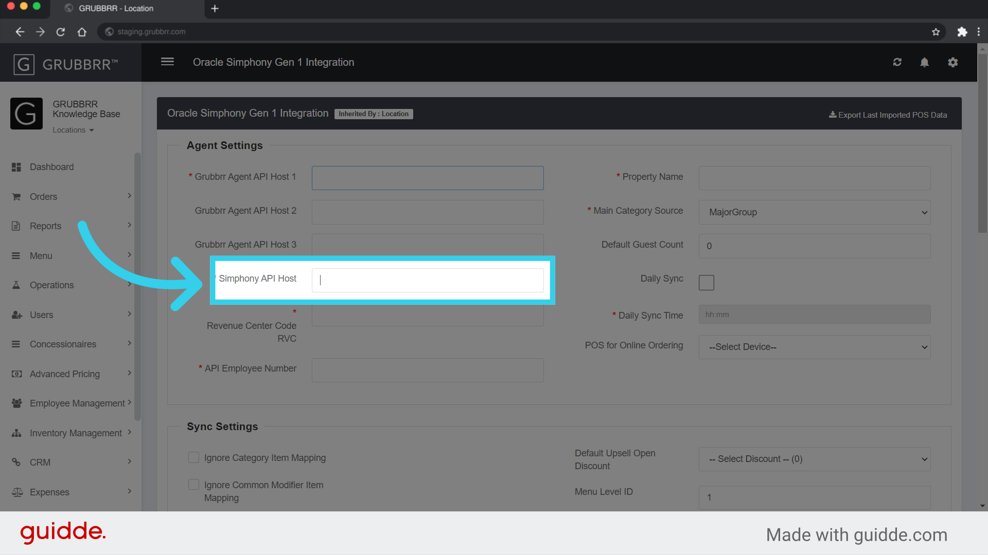 Enter the IP address of the terminal hosting the client's POS here