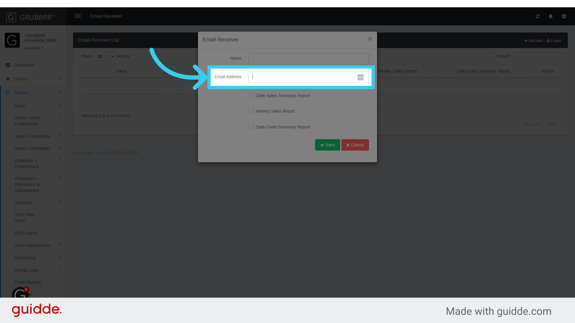 Enter a valid email address for the individual