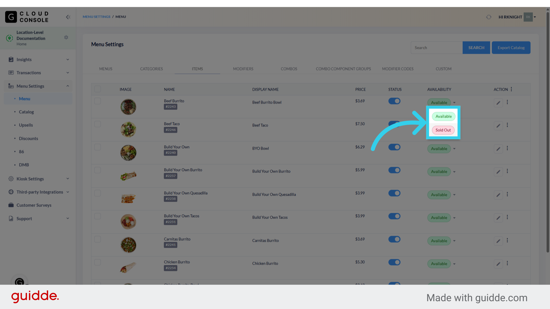 And select the appropriate status from the dropdown