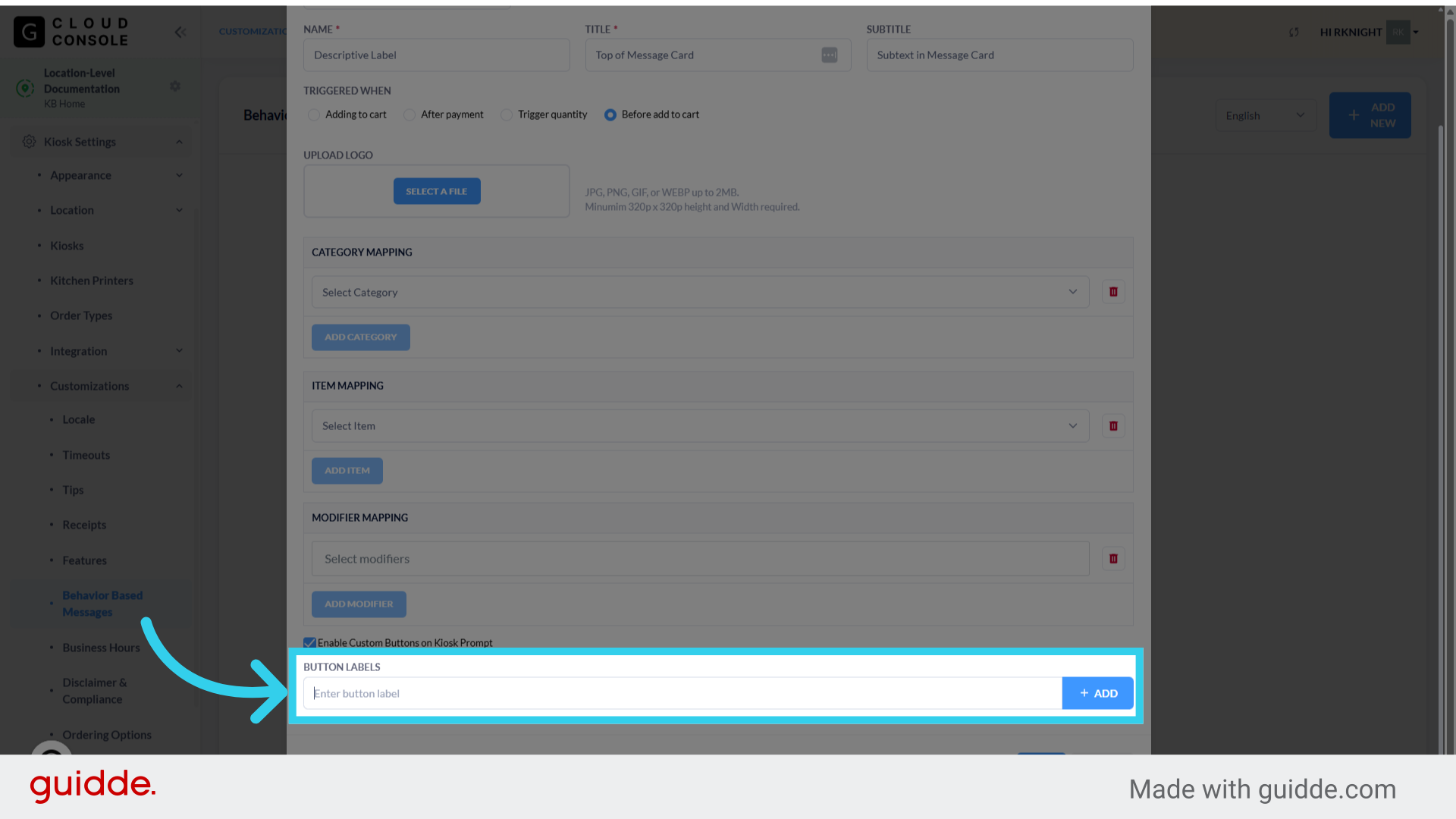 We need to create a clear, concise label for each custom button we create