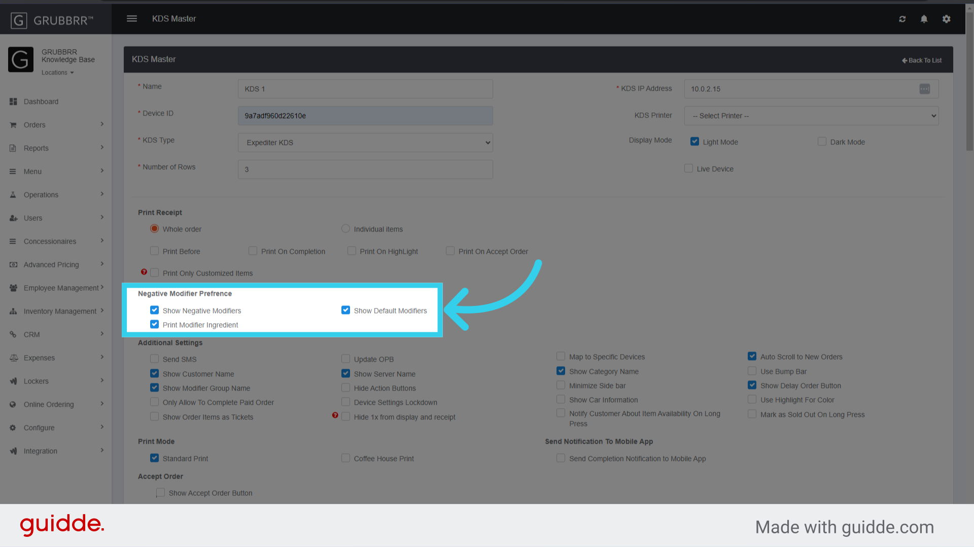 Enable any desired Negative Modifier Settings