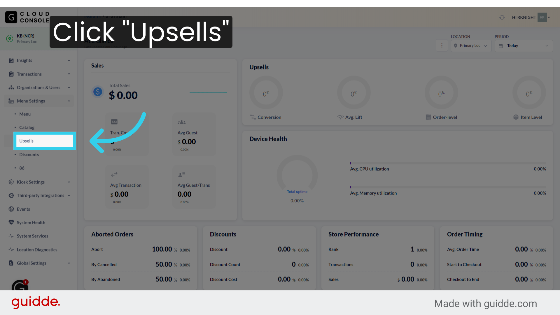 Click 'Upsells'