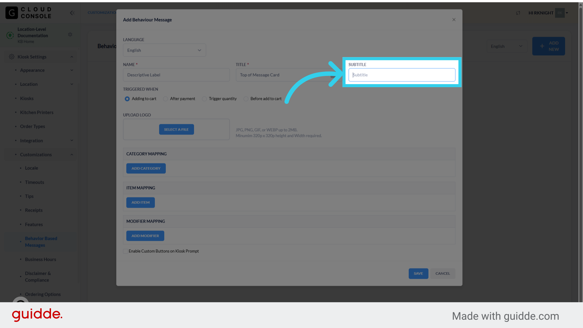 We can add additional text or instructions in the 'Subtitle' field