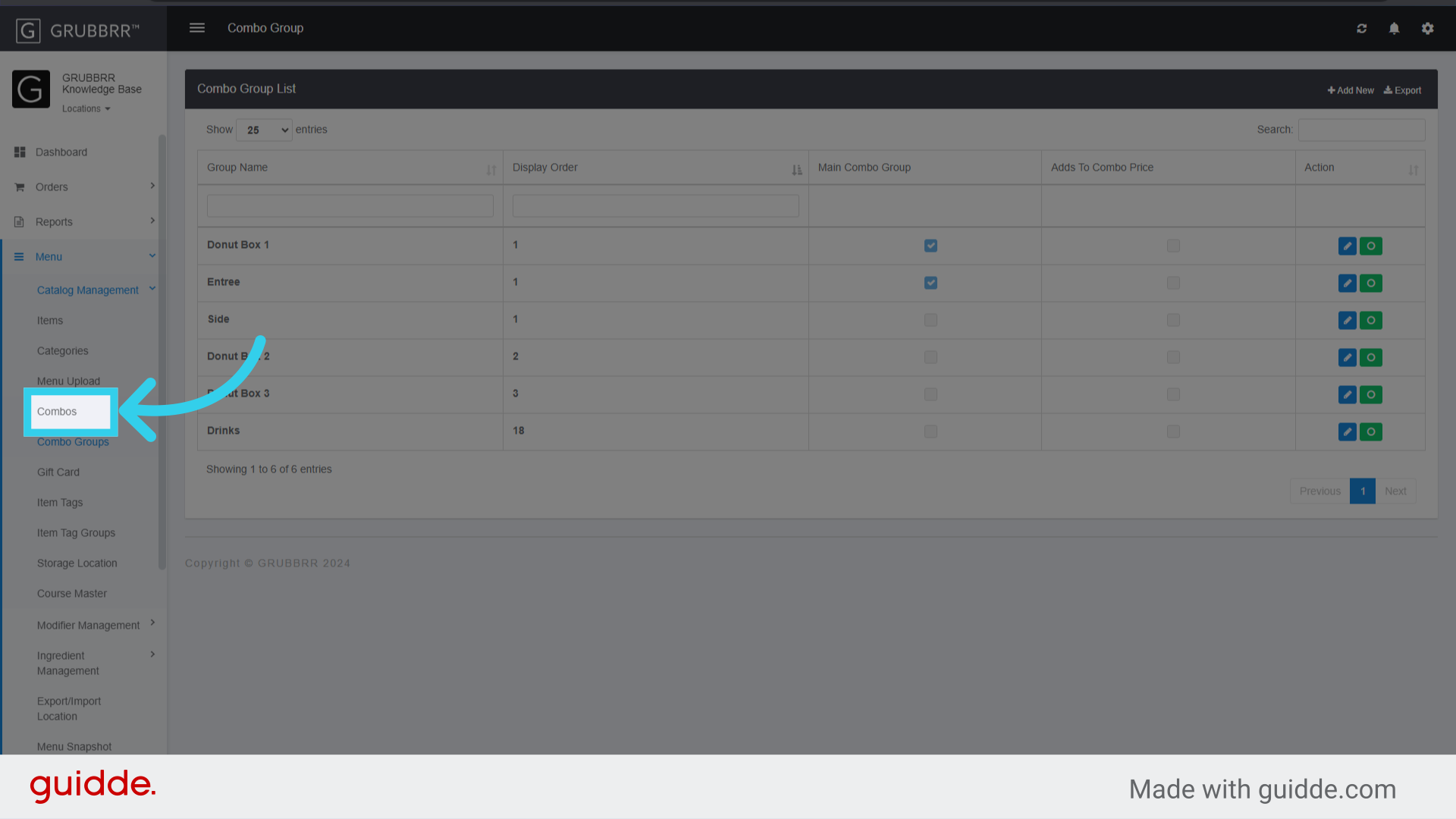 Next, click 'Combos'