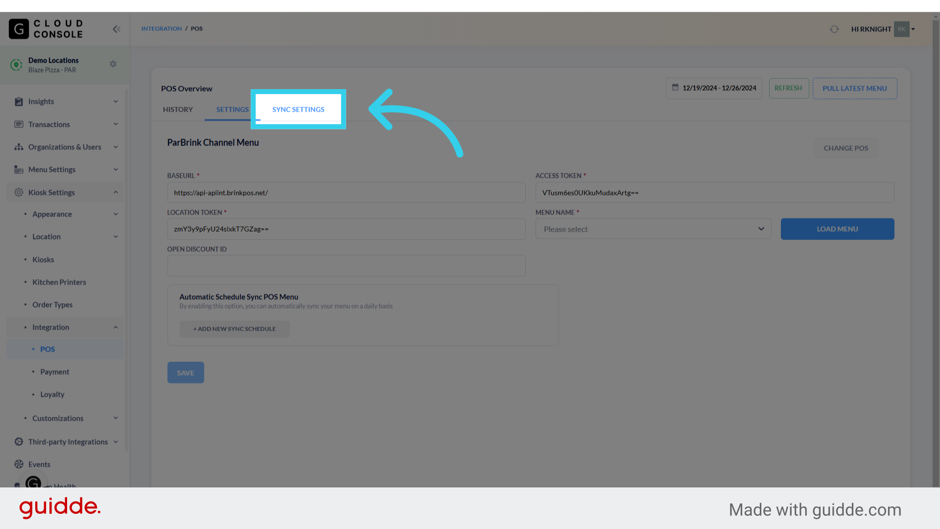 Click 'Sync Settings'