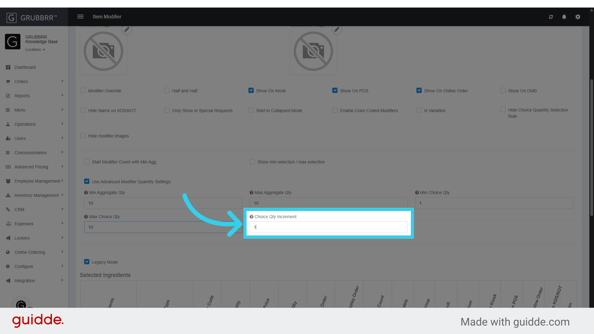 And 'Choice Increment' determines how many selections we add or subtract from each modifier per click