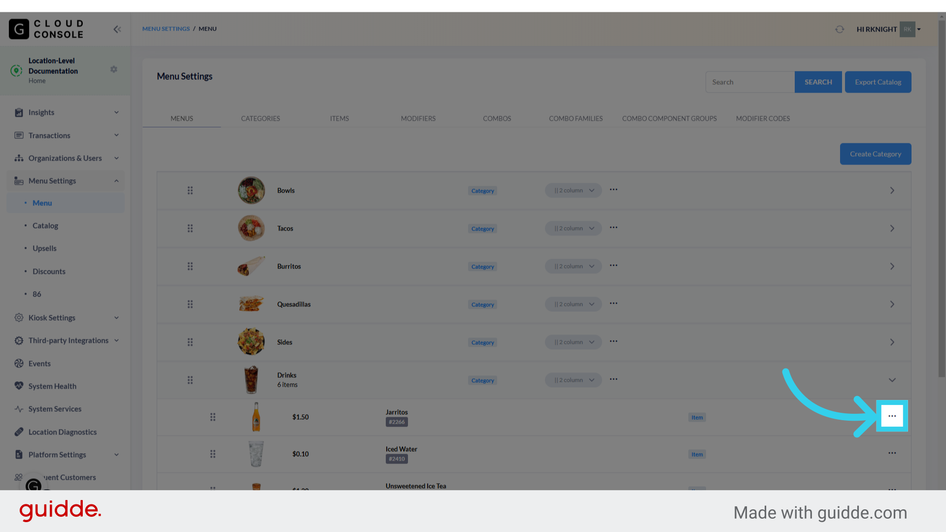 Click here to open the 'more options' dropdown