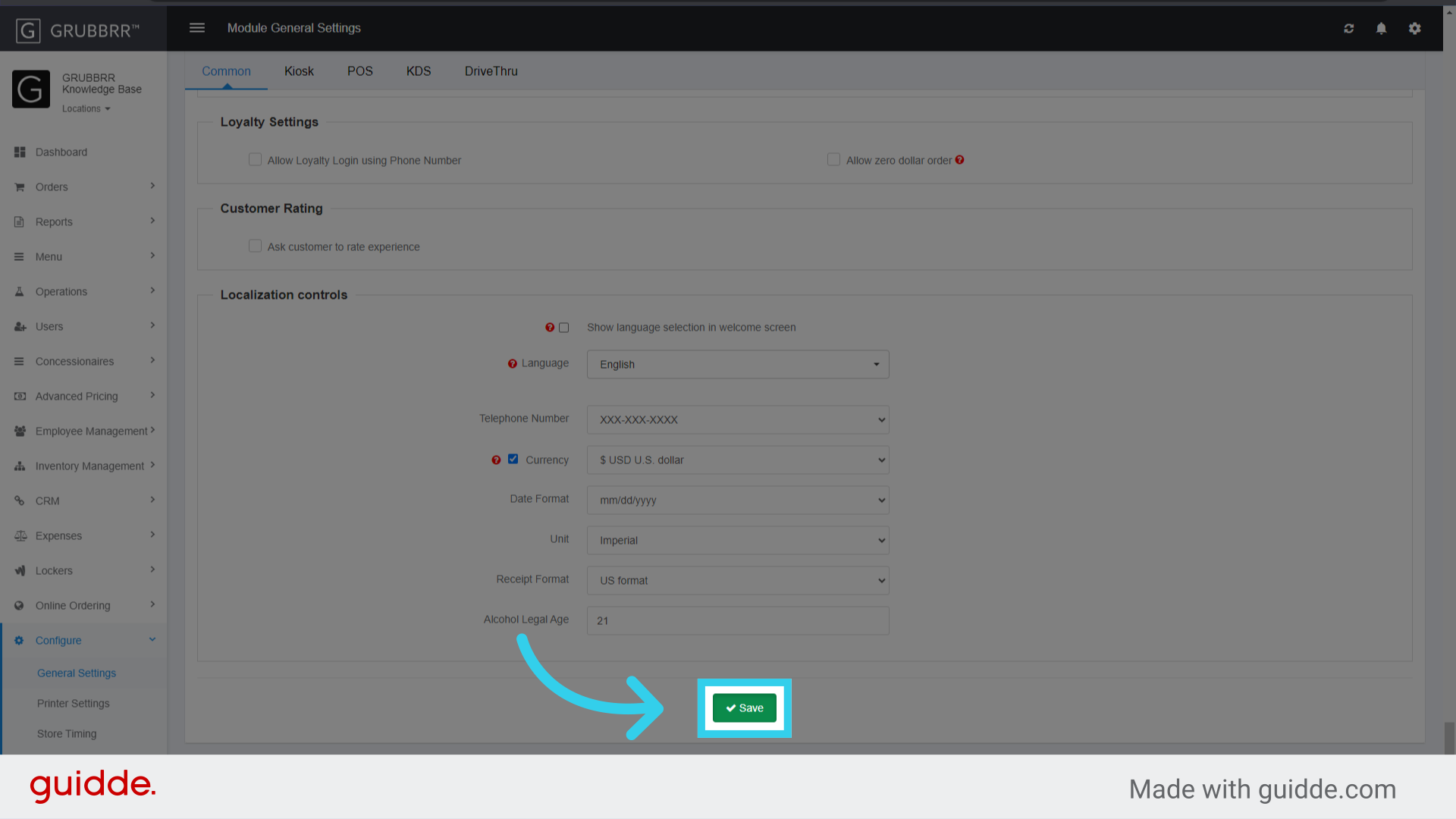 Click 'Save' to apply your changes
