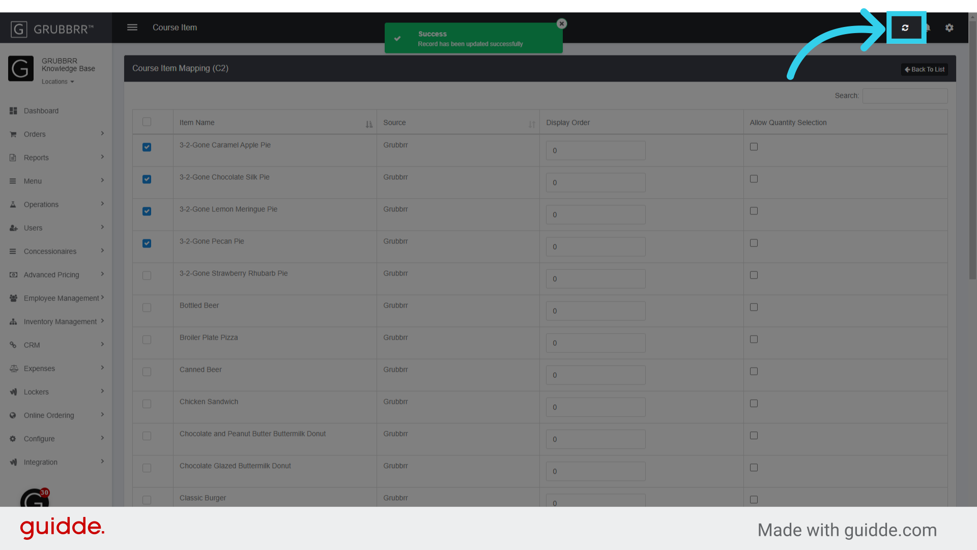 Remember to sync your changes to the Kiosk!
