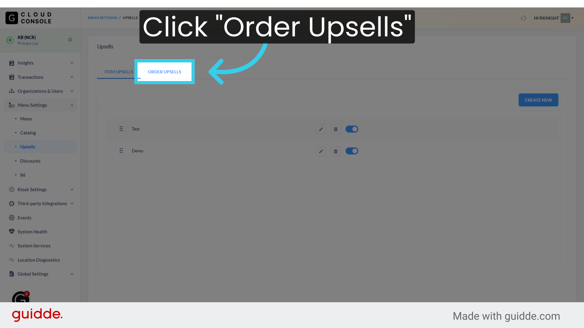 Click 'Order Upsells'