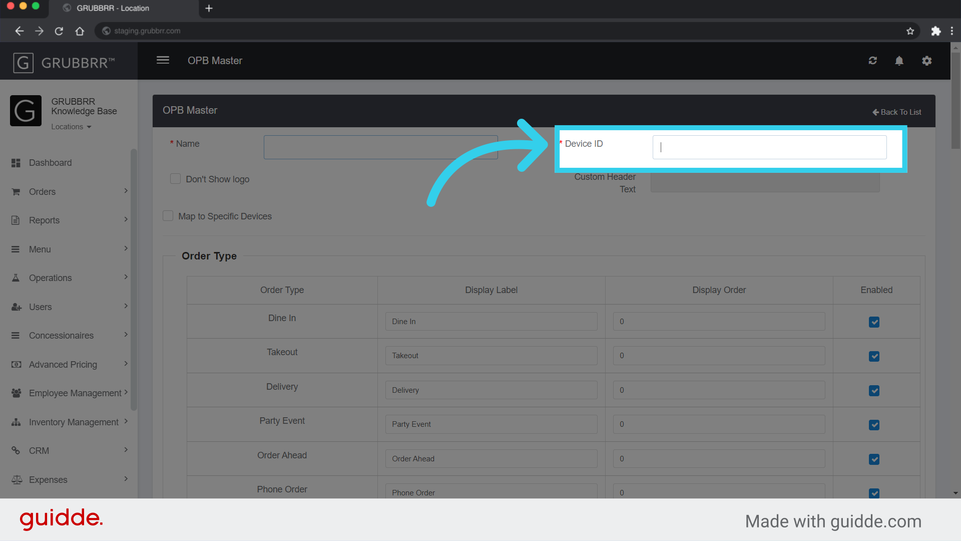 Enter the device's App ID into the 'Device ID' Field