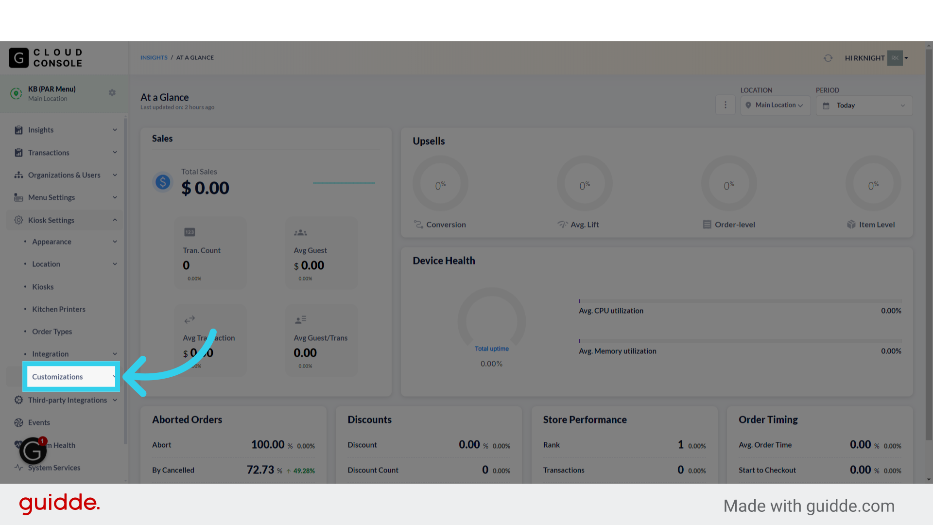 Click 'Customizations'