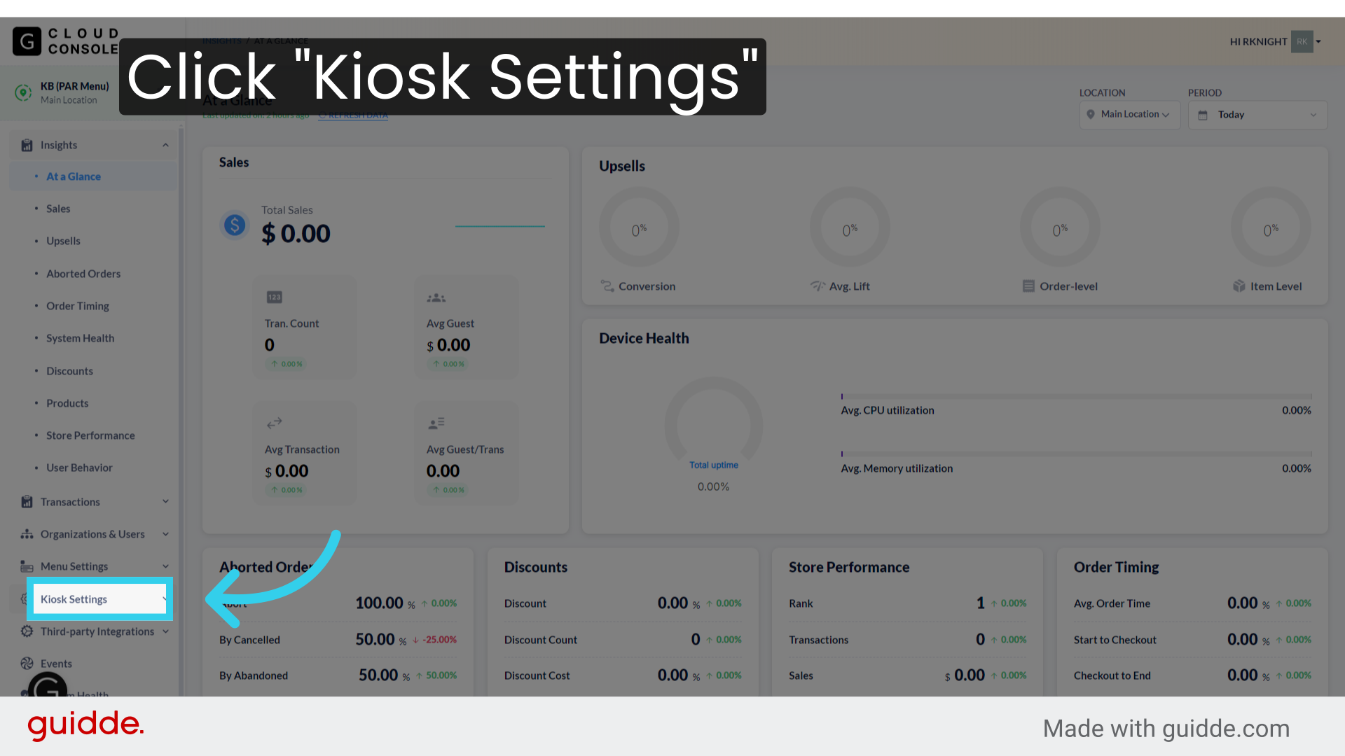 Click 'Kiosk Settings'