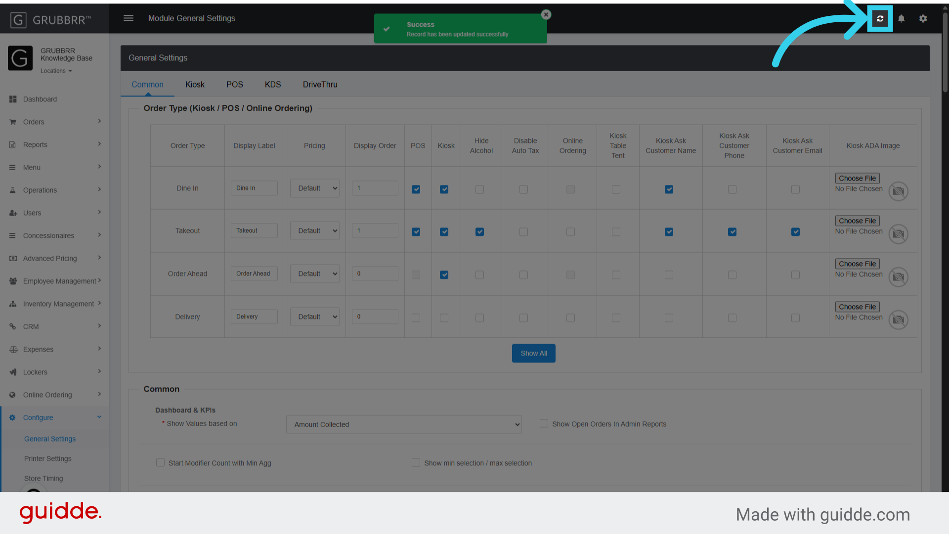 Don't forget to sync changes to your Kiosk when you're done!