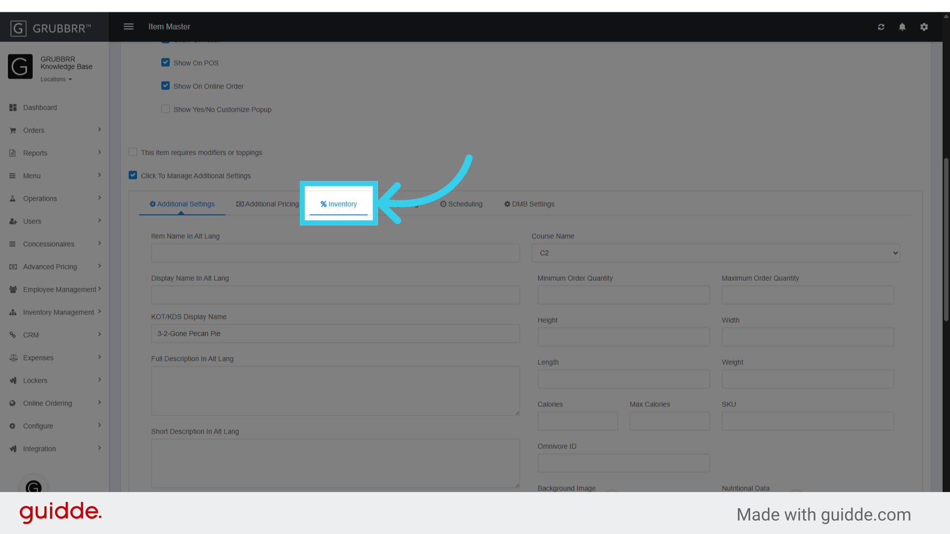 Click 'Inventory'