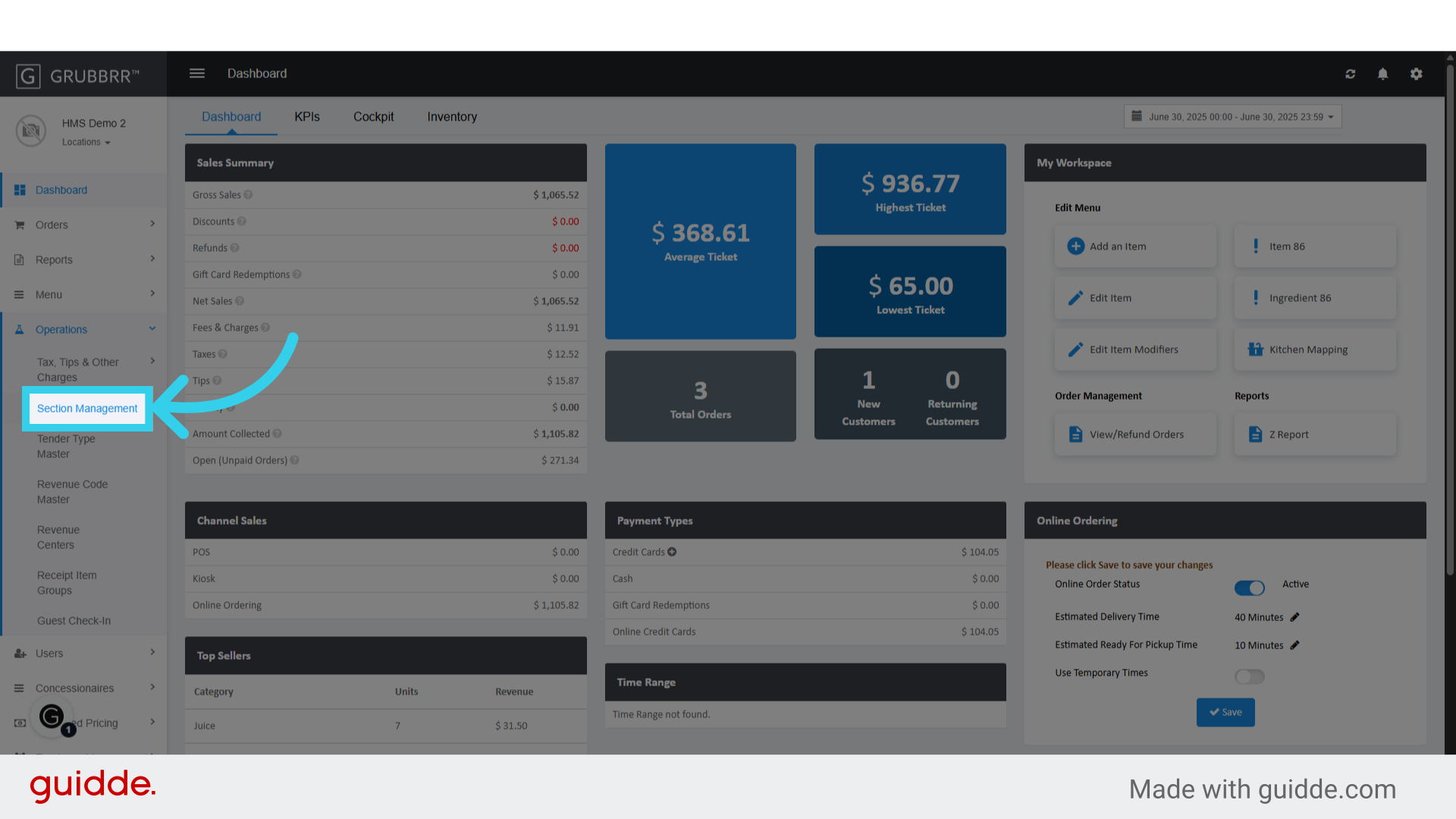 Click 'Section Management'