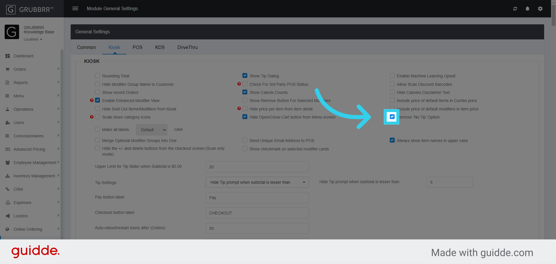 Enable 'Remove 'No Tip' Option' flag