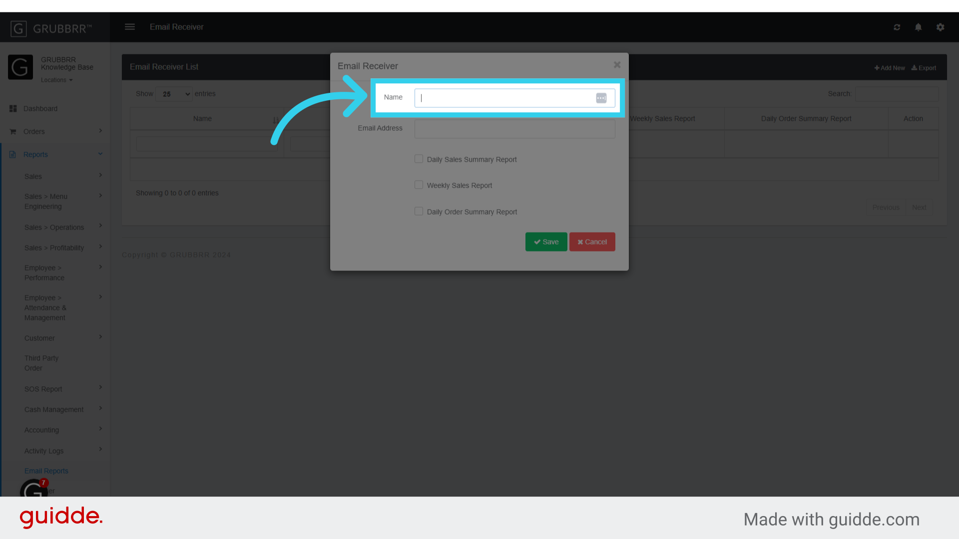 Enter the name of the person who will receive daily reports