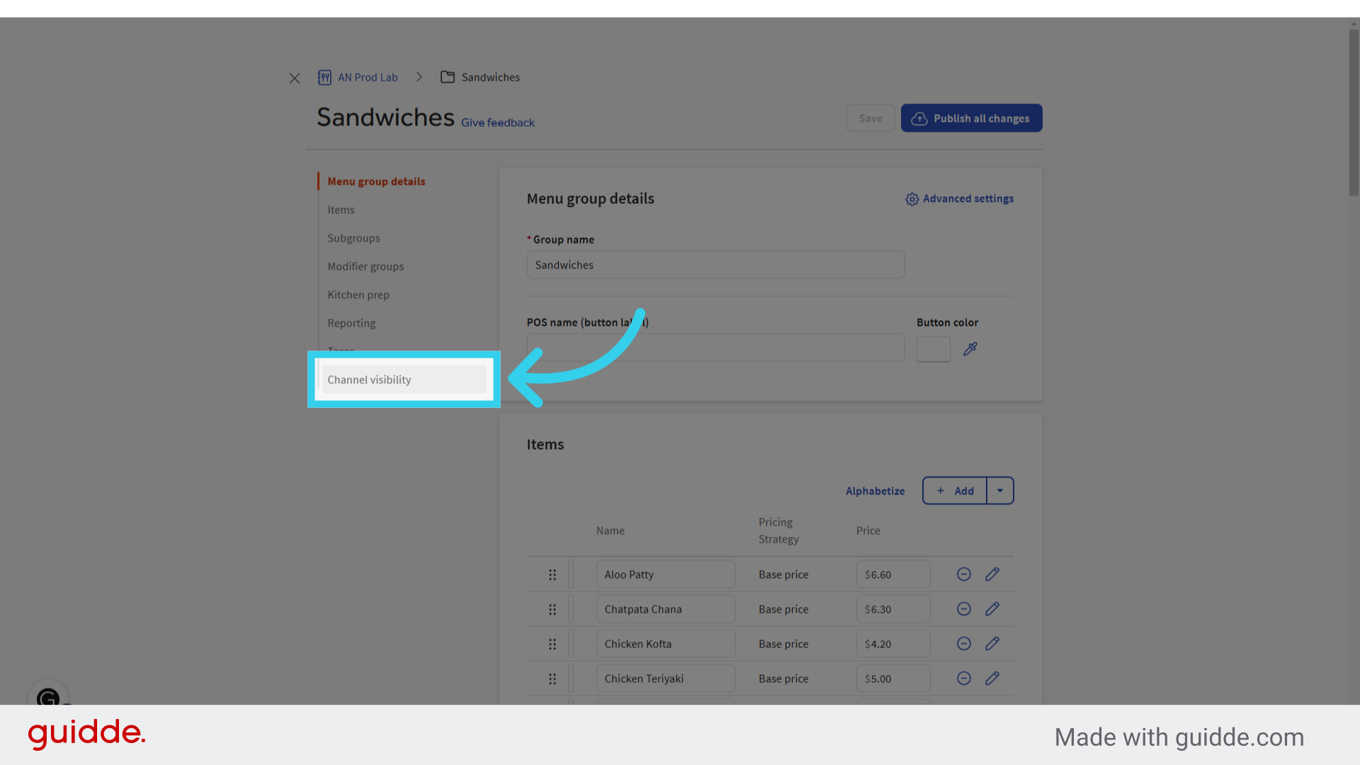 Click 'Channel visibility'