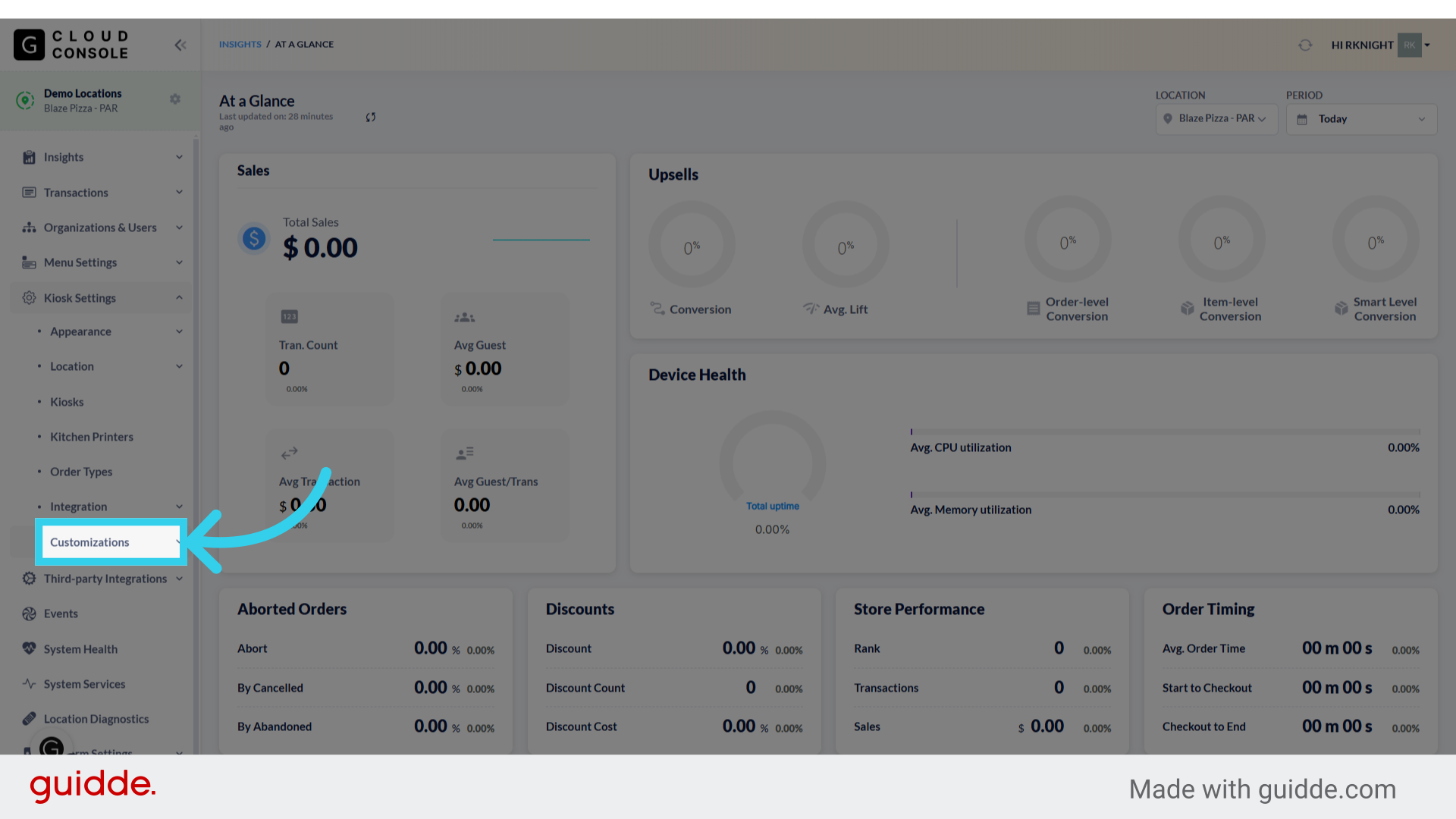 Click 'Customizations'