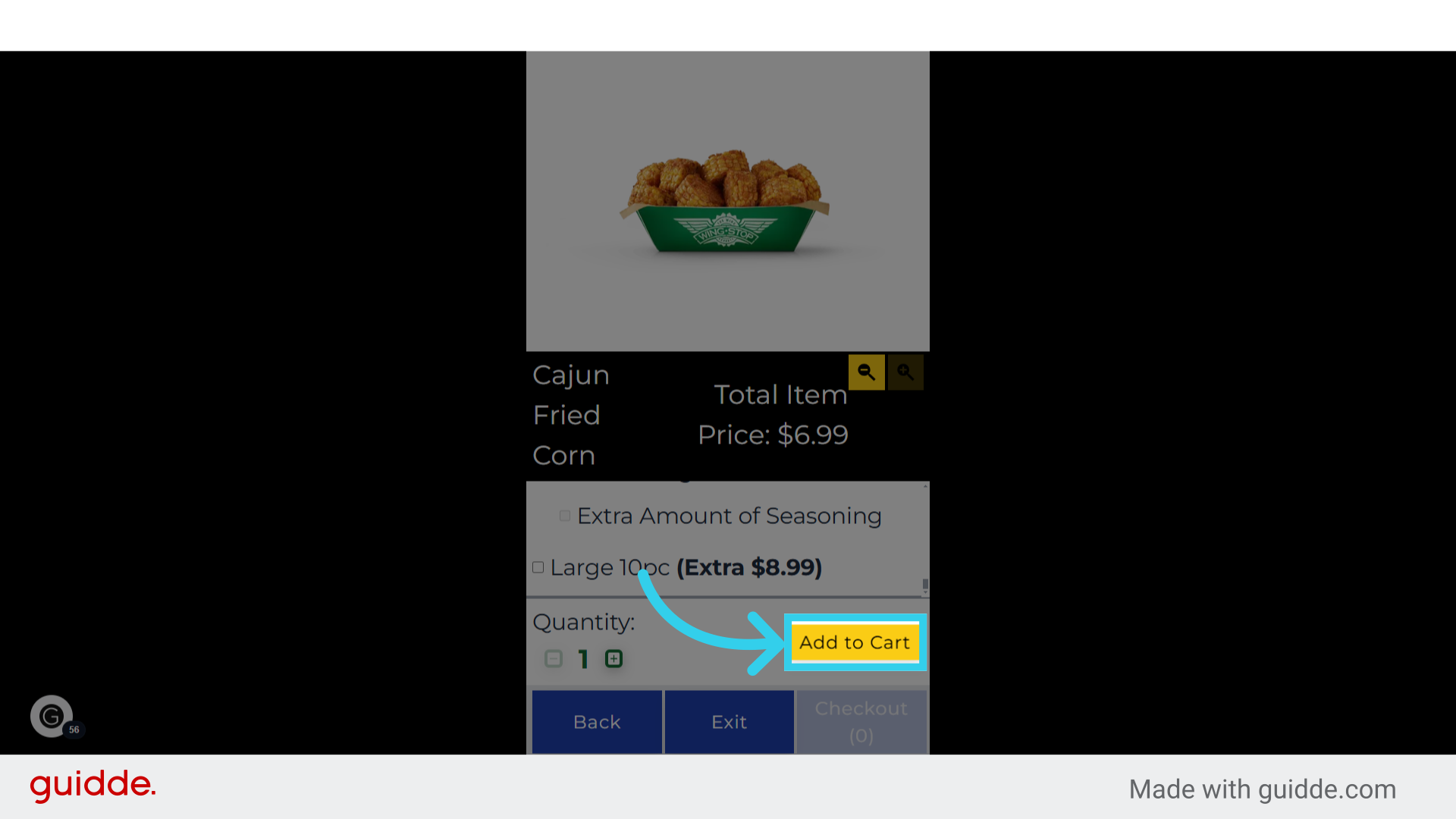 Once users finish modifying their items, they can click 'Add to Cart'