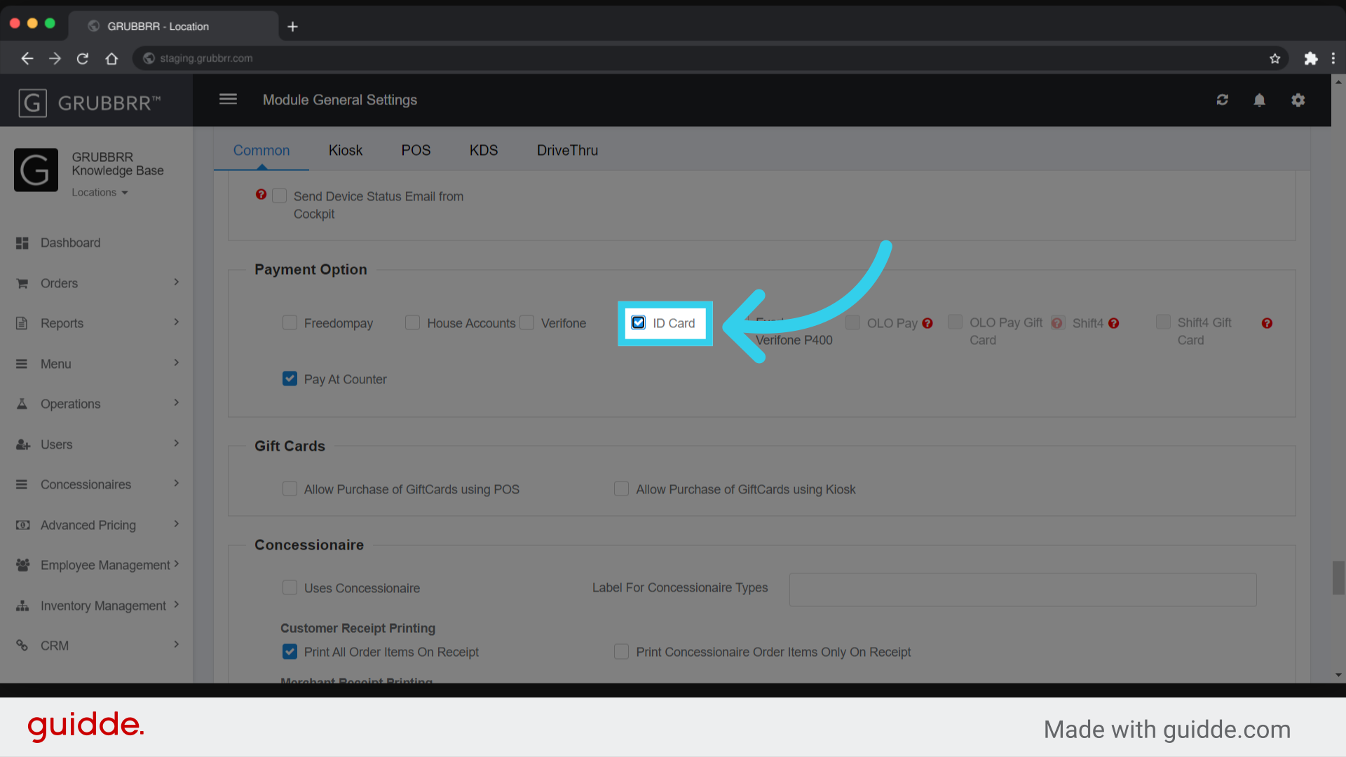 Enable 'ID Card' Payments