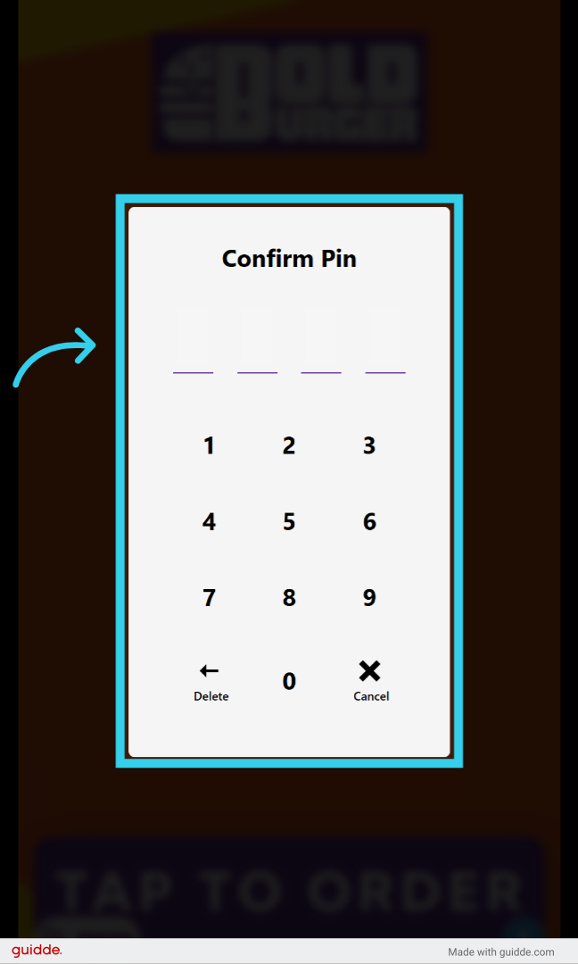 Then, you'll need to enter the Kiosk's pin code