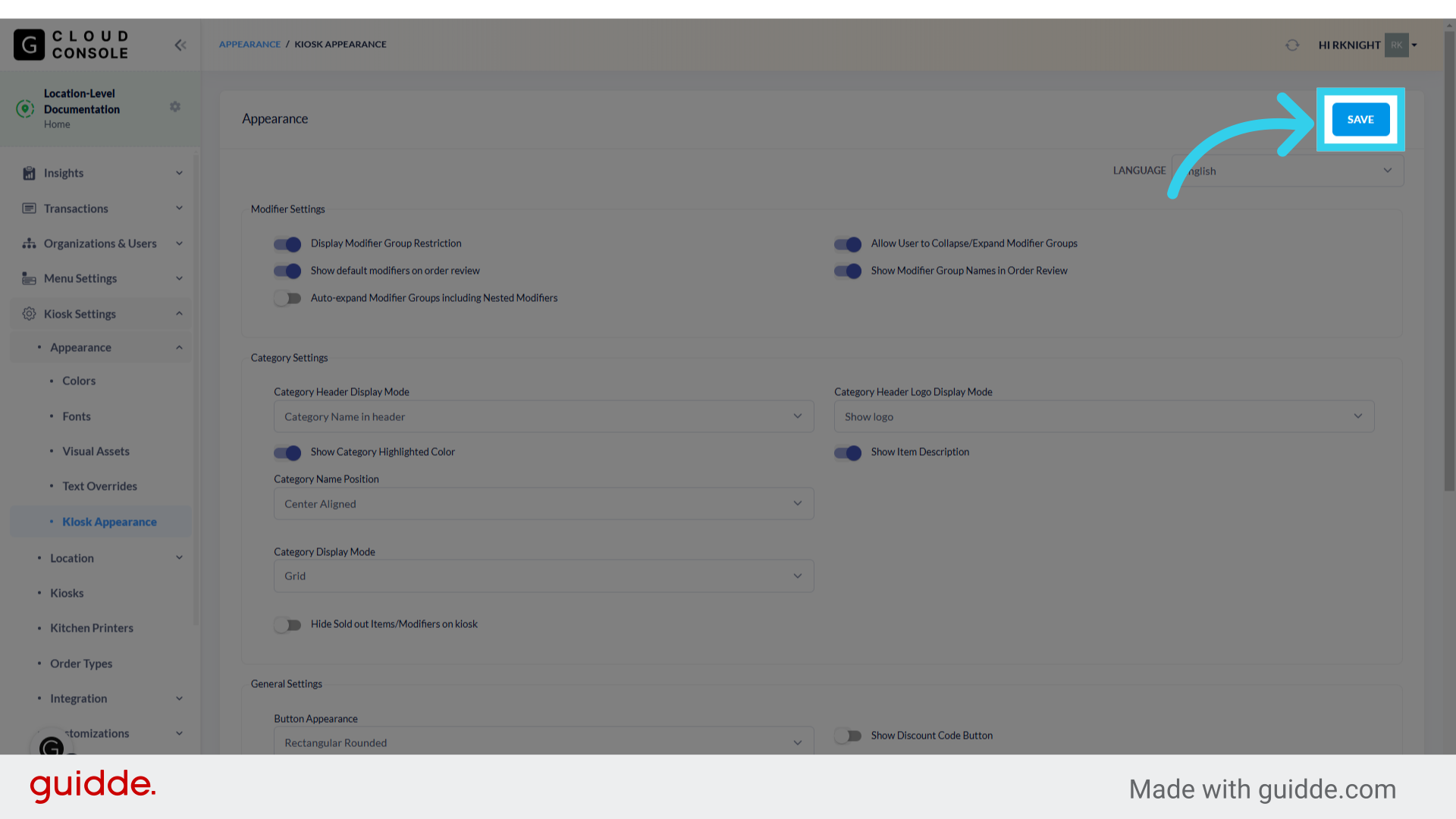 Click 'Save' to apply your changes