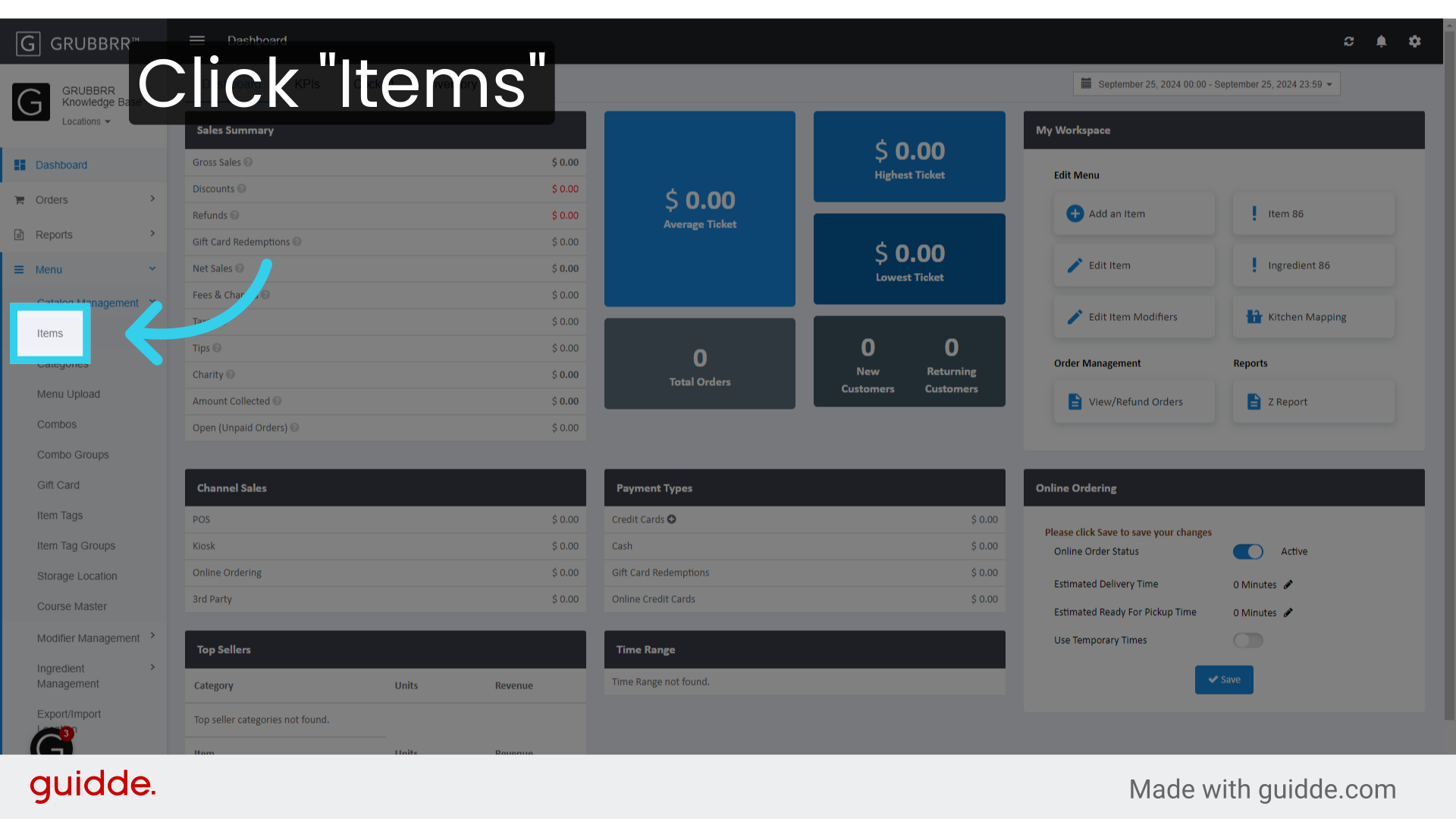 Click 'Items'