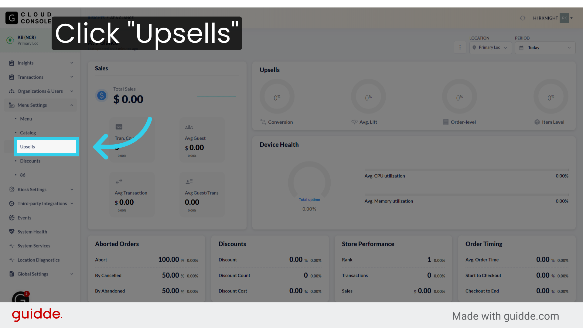 Click 'Upsells'