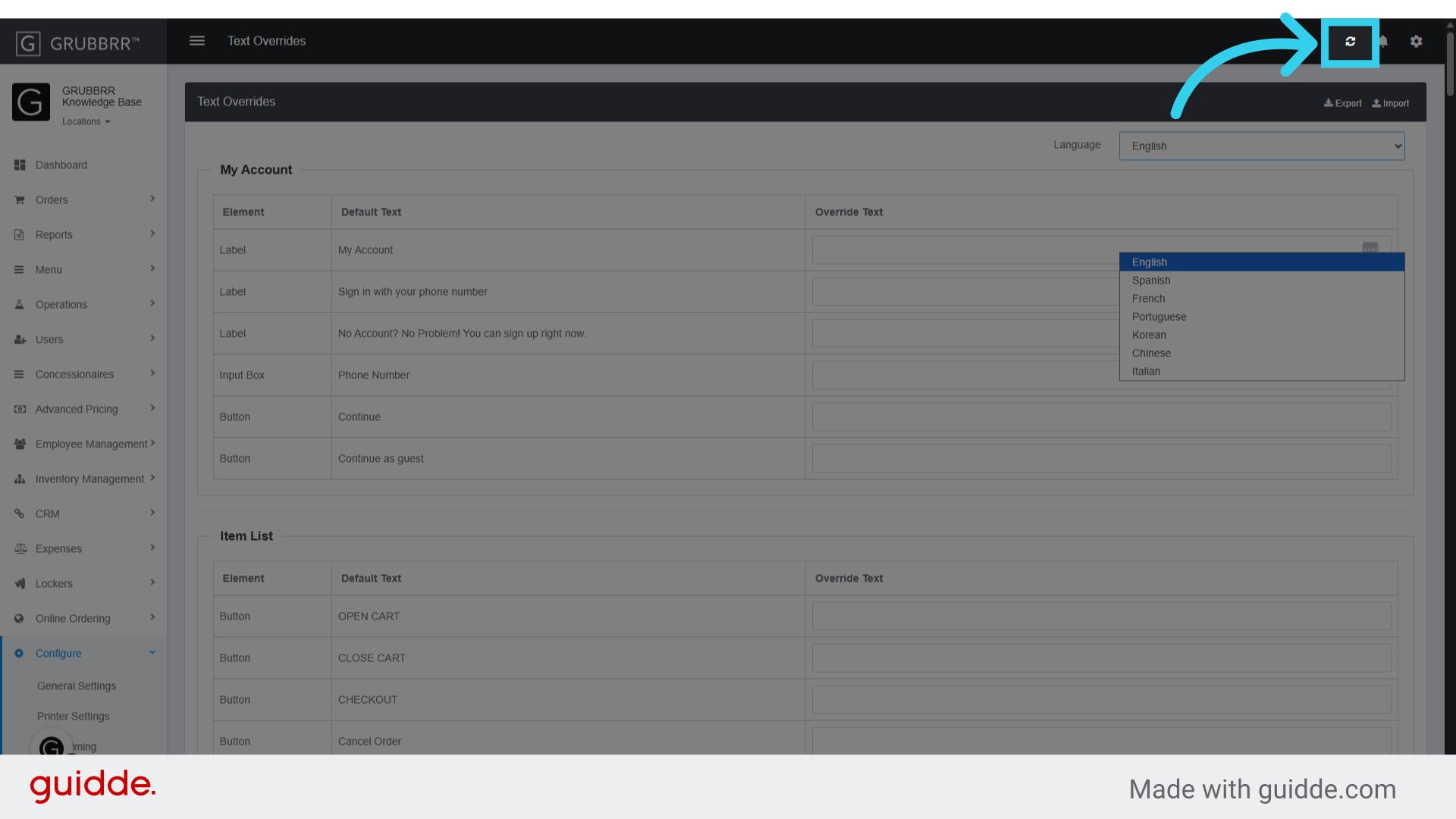 Or click 'Sync' to push the changes to your Kiosk