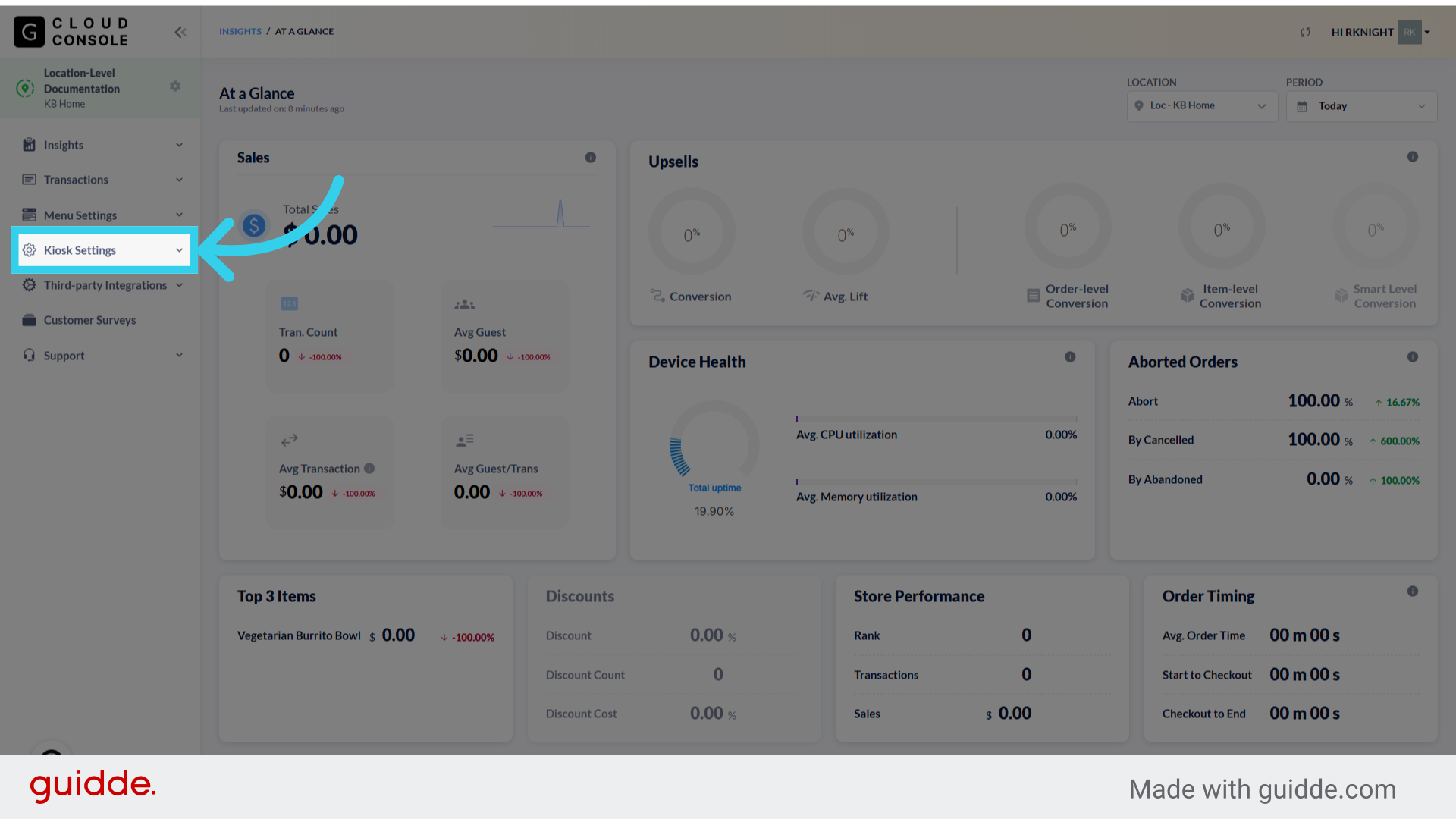 Click 'Kiosk Settings'