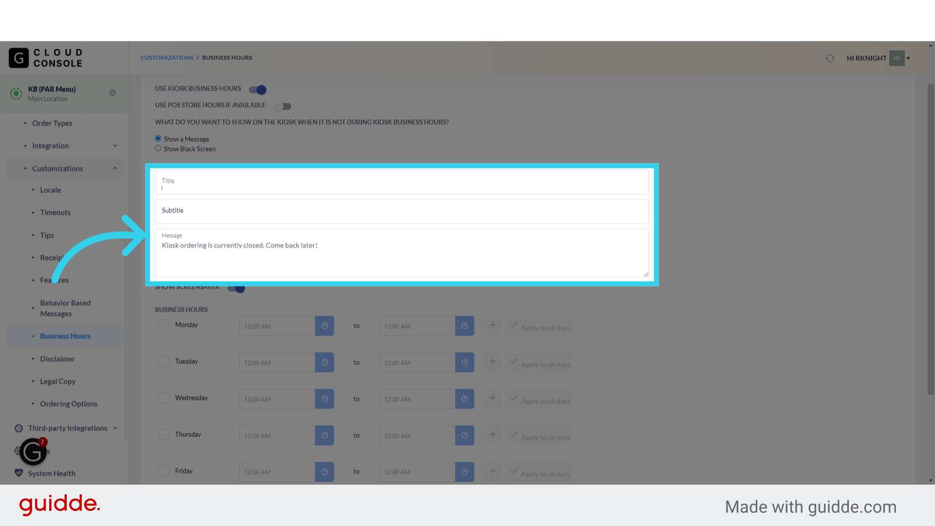 If you chose to display a banner, enter a Title, subtitle, and message for the banner here