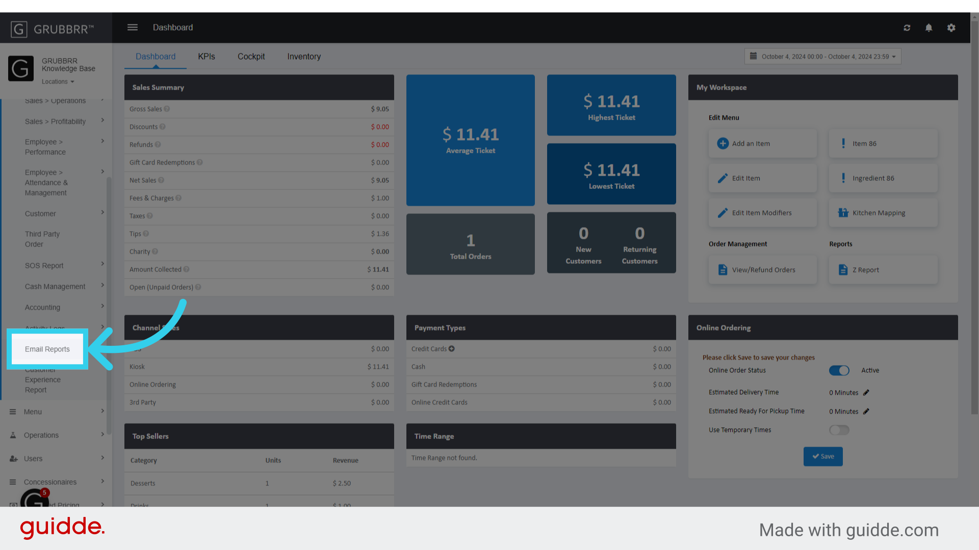 Click 'Email Reports'