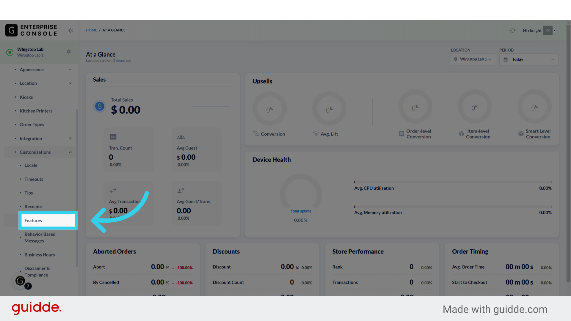 Click 'Features'