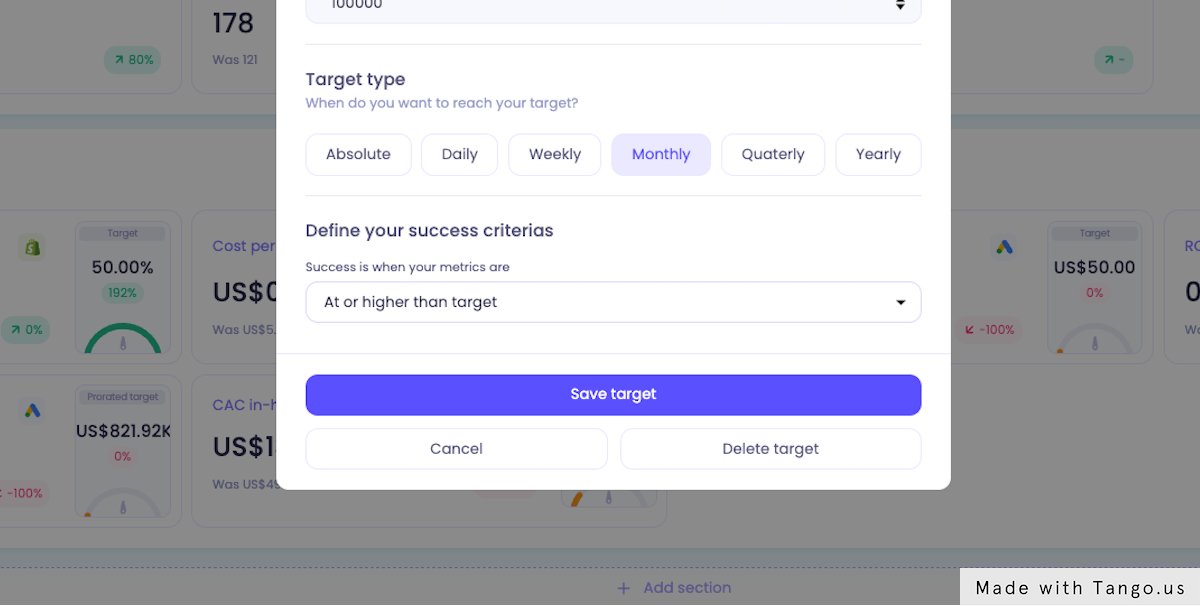 Define your success criterias