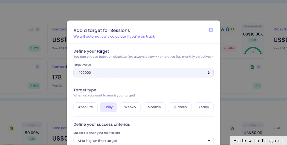 Type your target value