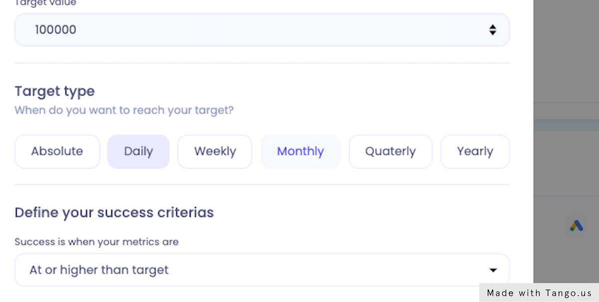 Select a target type
